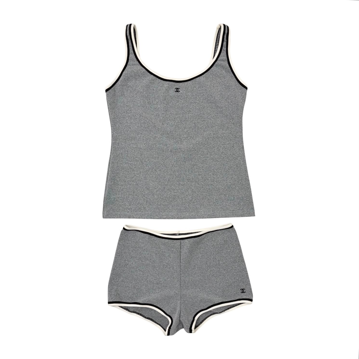 Chanel Grey Logo Short Set
