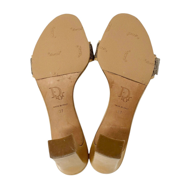 Dior Tan Logo Buckle Heels