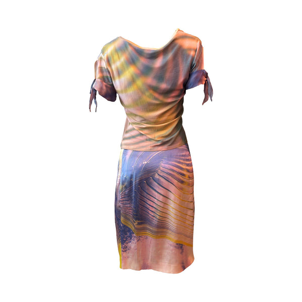 Roberto Cavalli Multicolor Wave Print Skirt Set