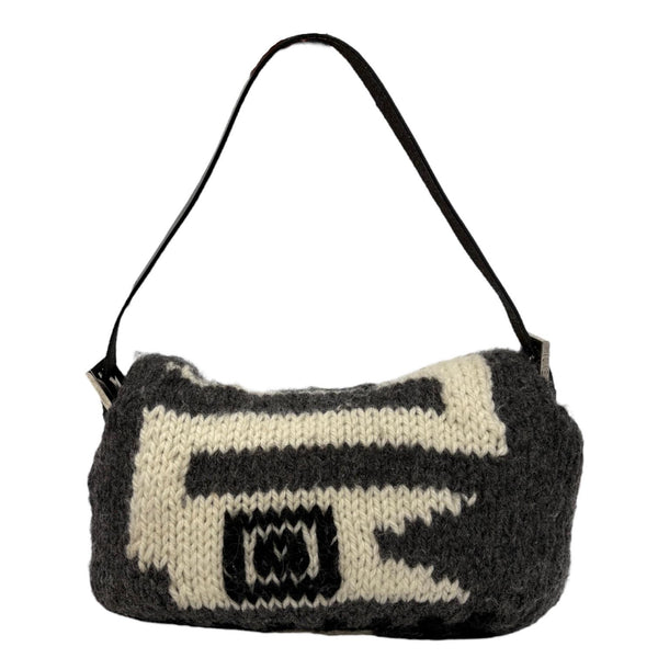 Fendi Grey Wool Pattern Baguette