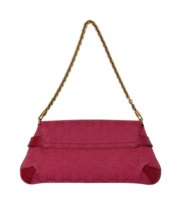 Gucci Pink Logo Horsebit Shoulder Bag