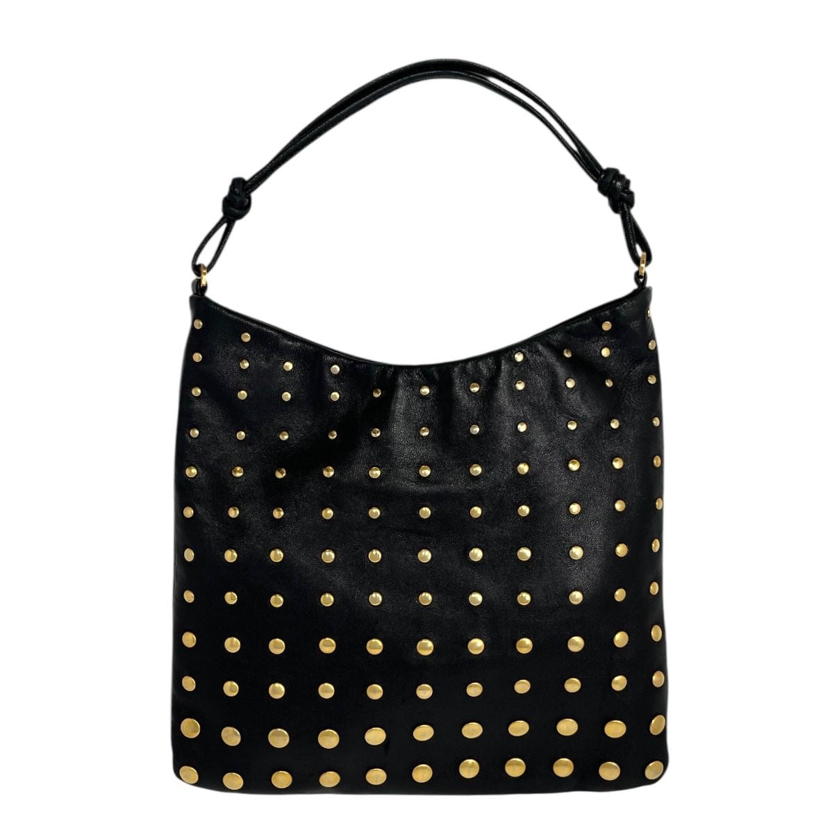 Prada Black Leather Studded Shoulder Bag
