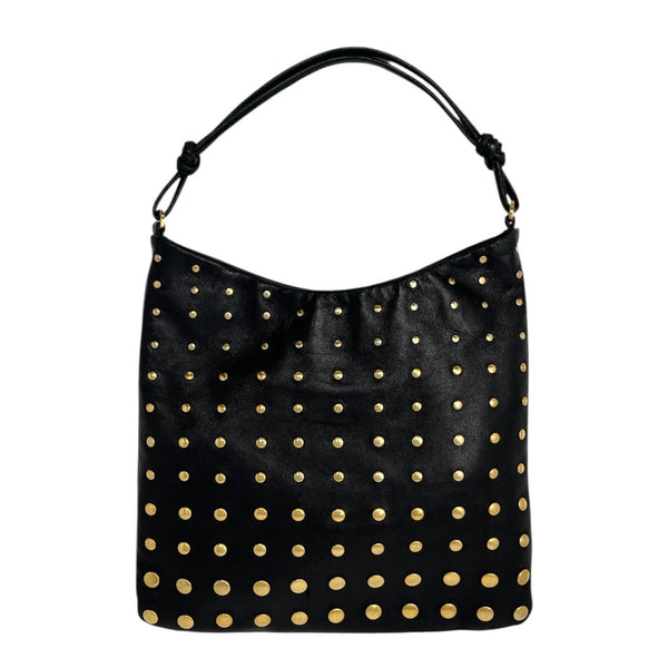 Prada Black Leather Studded Shoulder Bag