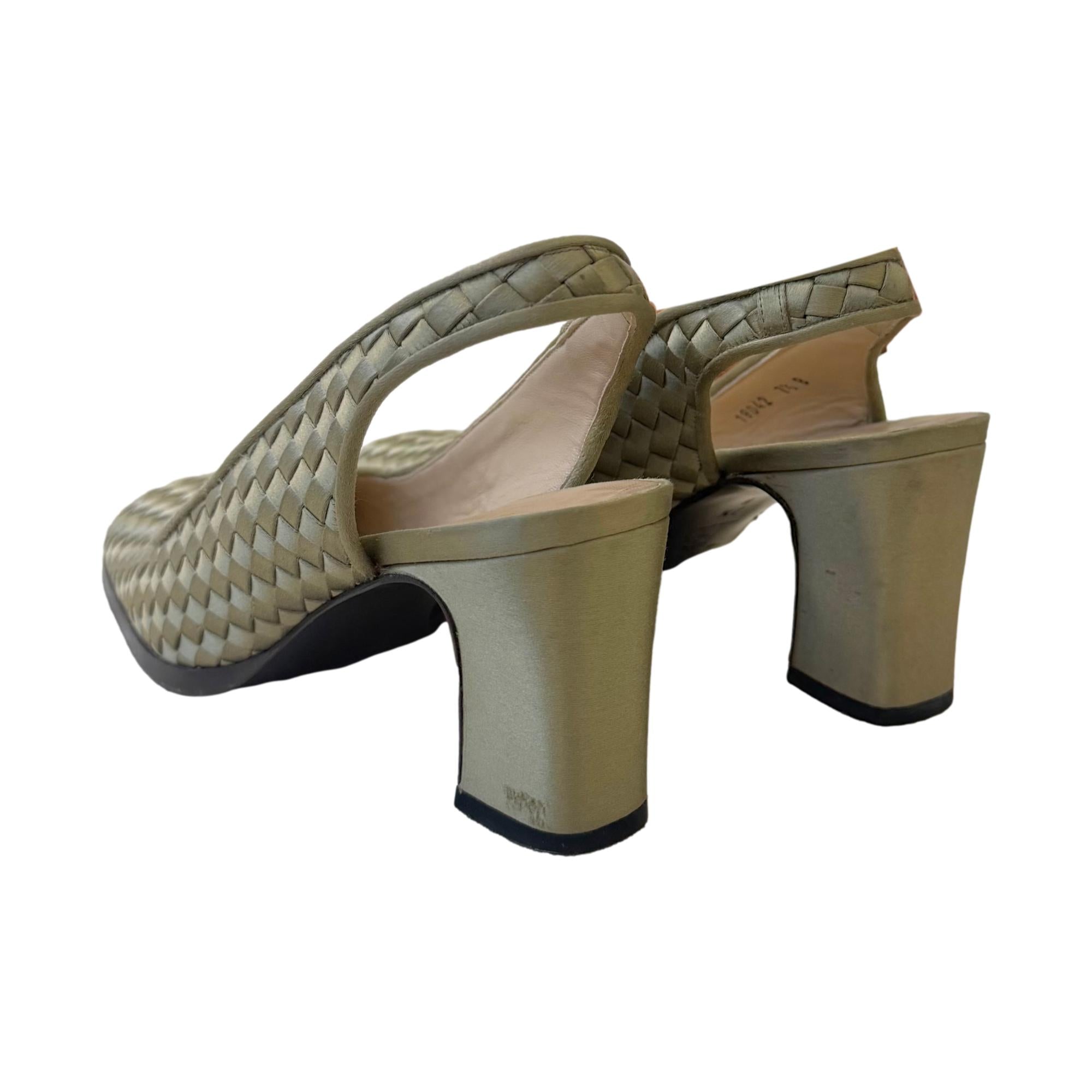 Bottega Veneta Light Olive Woven Mules