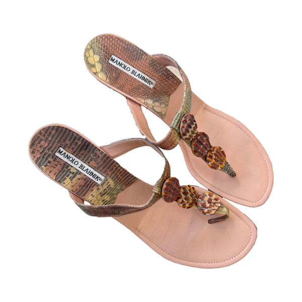 Manolo Blahnik Seashell Kitten Heels