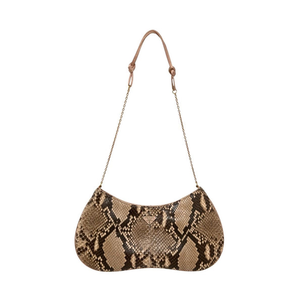 Prada Tan Snakeskin Chain Shoulder Bag