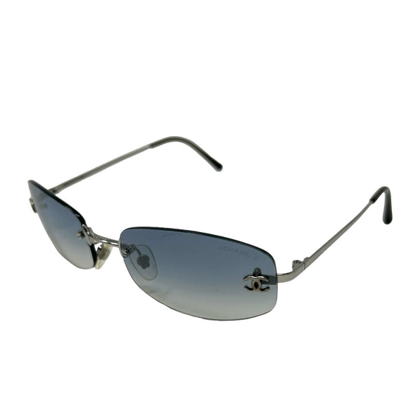 Chanel Blue Logo Rimless Micro Sunglasses