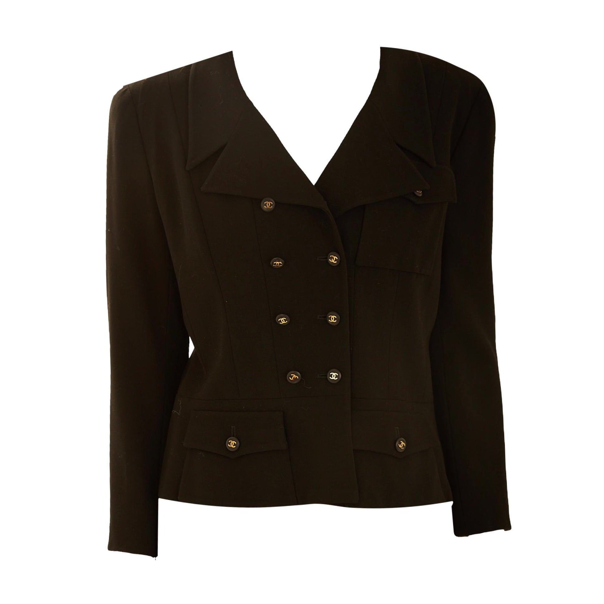 Chanel Black Wool Double Breasted Jacket