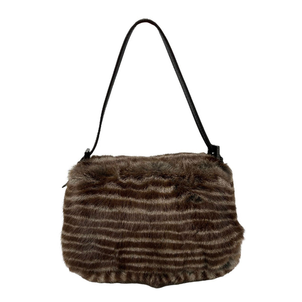 Fendi Striped Fur Mini Mama Baguette Bag