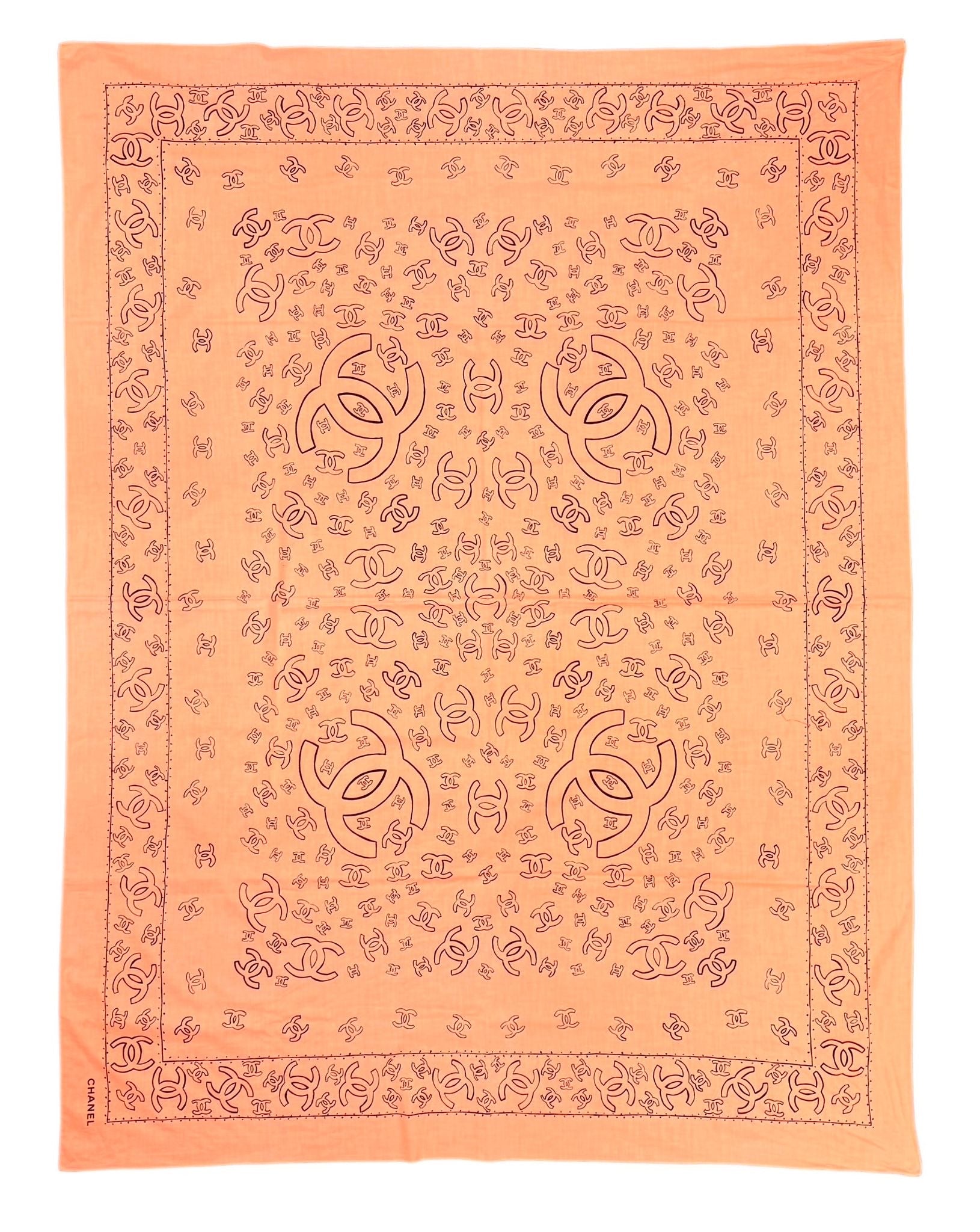 Chanel Orange Jumbo Logo Scarf