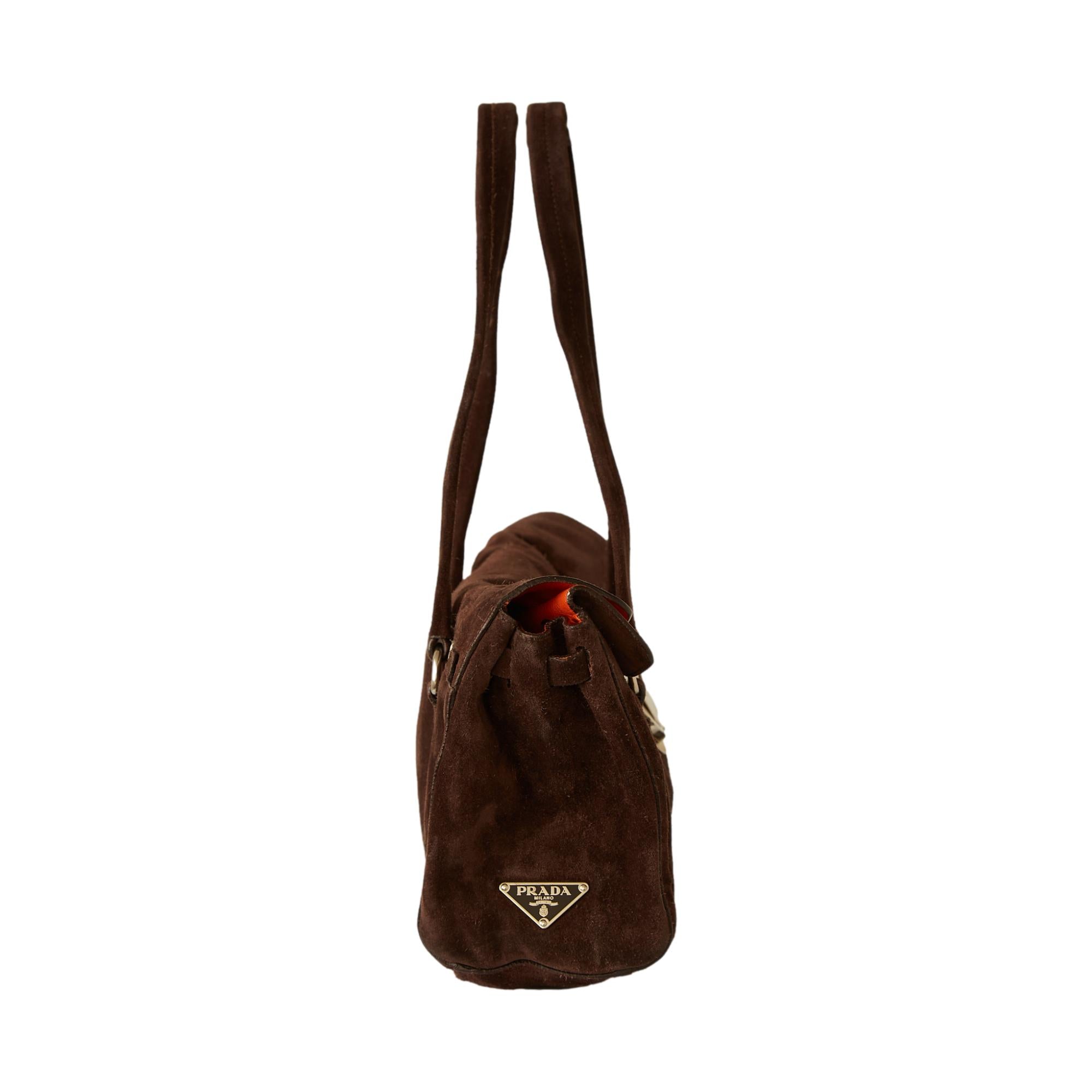 Prada Brown Suede Shoulder Bag