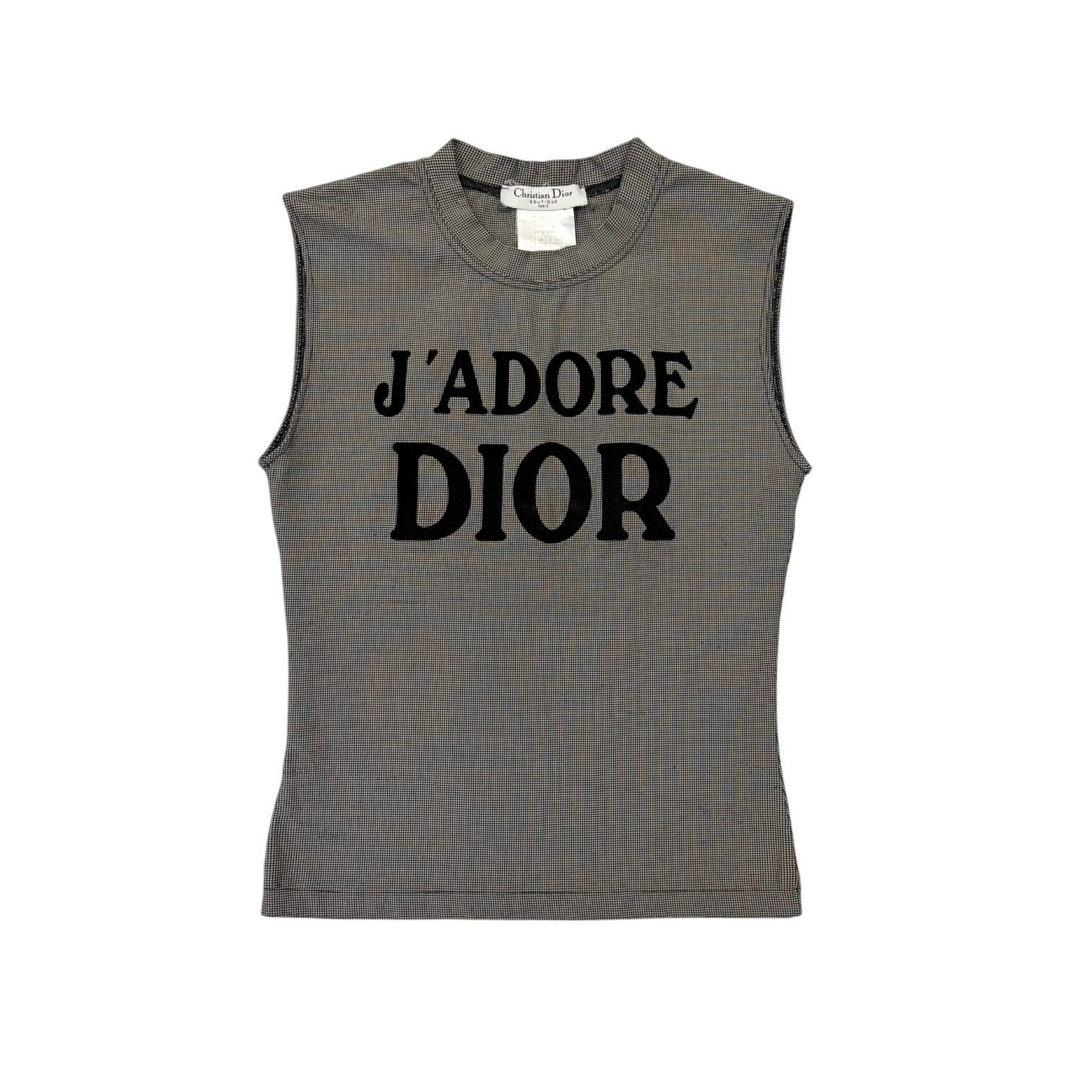 Dior Black + White Houndstooth J’adore Tank Top