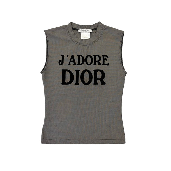 Dior Black + White Houndstooth J’adore Tank Top