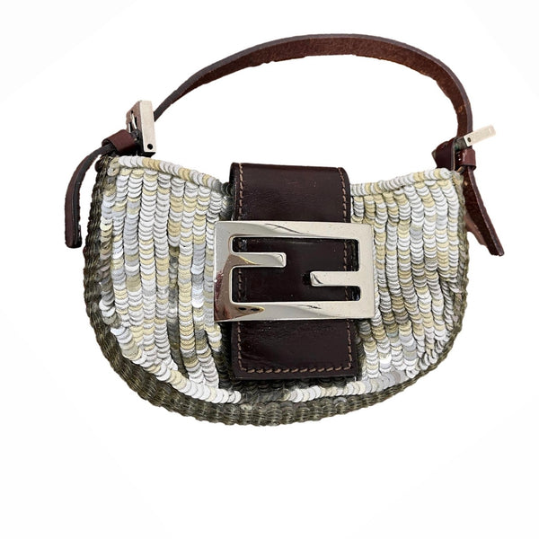 Fendi Silver Sequin Croissant