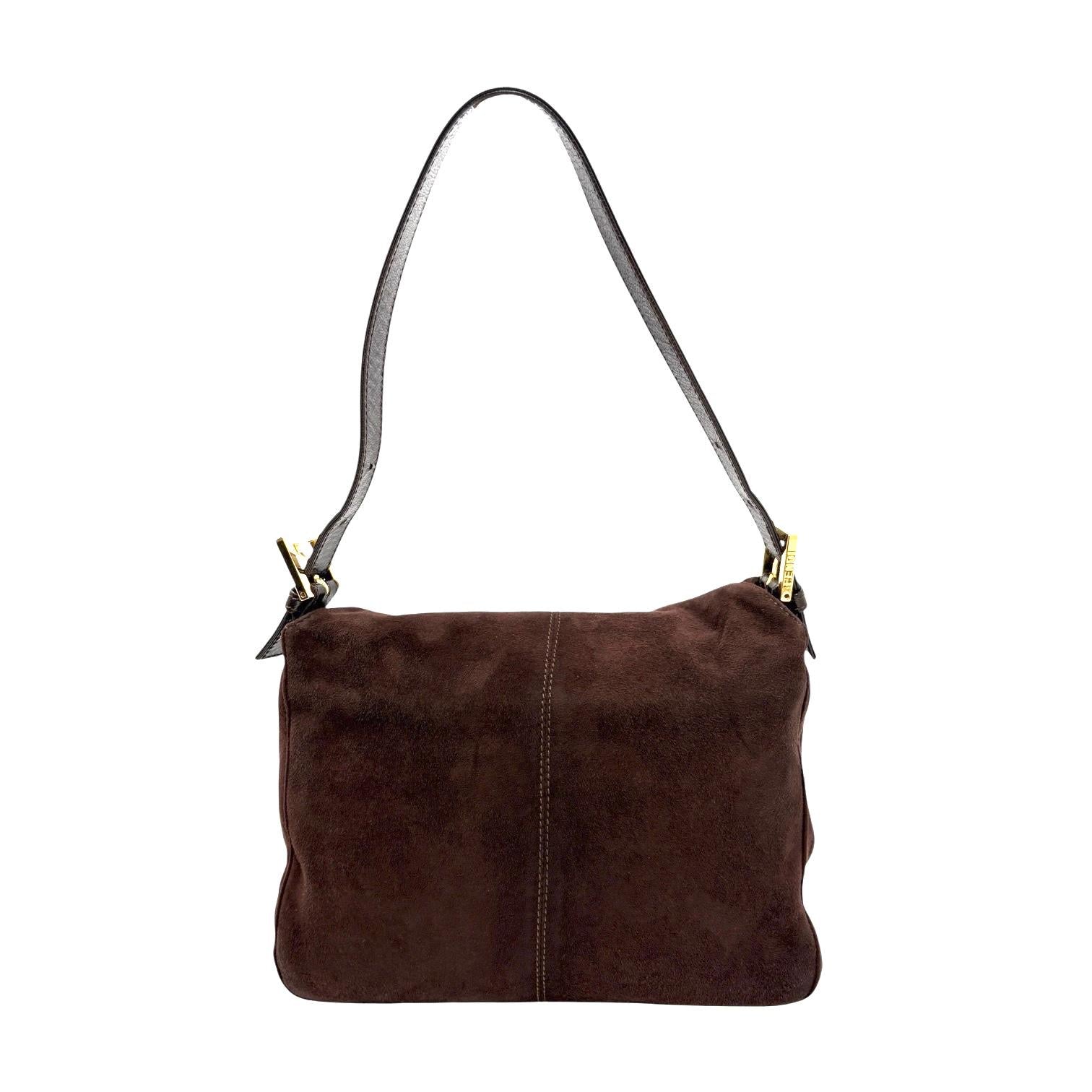 Fendi Chocolate Suede Shoulder Bag