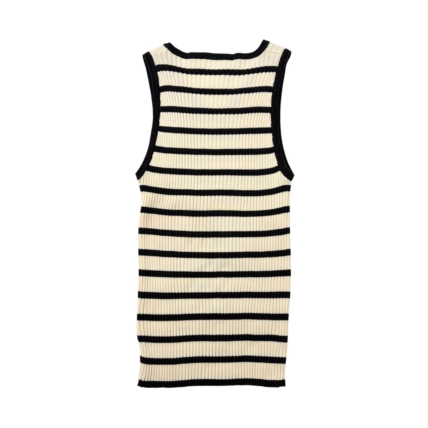 Chanel Black Striped Logo Tank