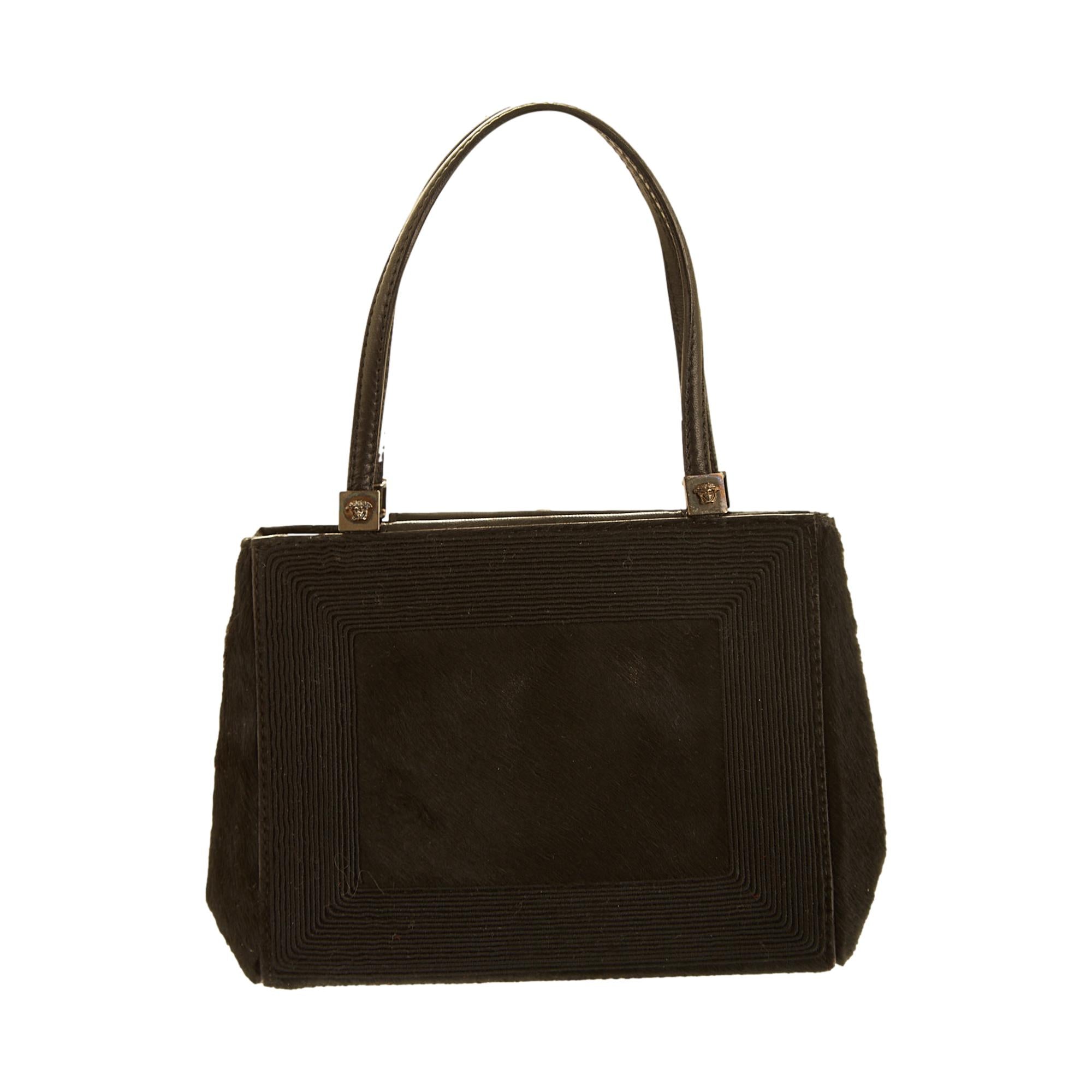 Versace Black Pony Hair/ Satin Mini Bag