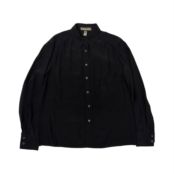 Celine Black Logo Button Down Top