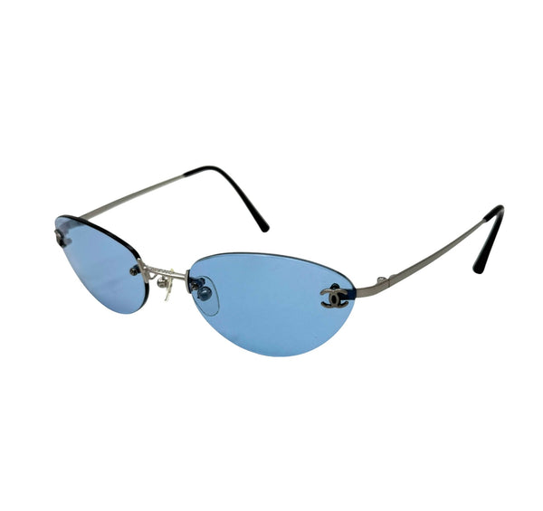 Chanel Blue Mini Rimless Sunglasses