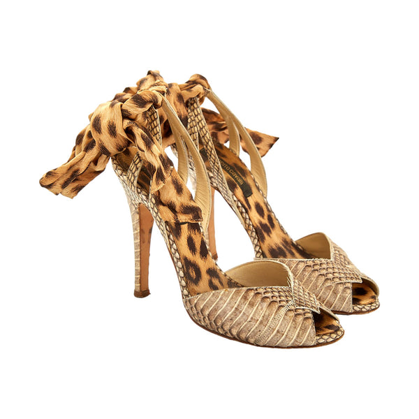Roberto Cavalli Snakeskin Wrap Heel