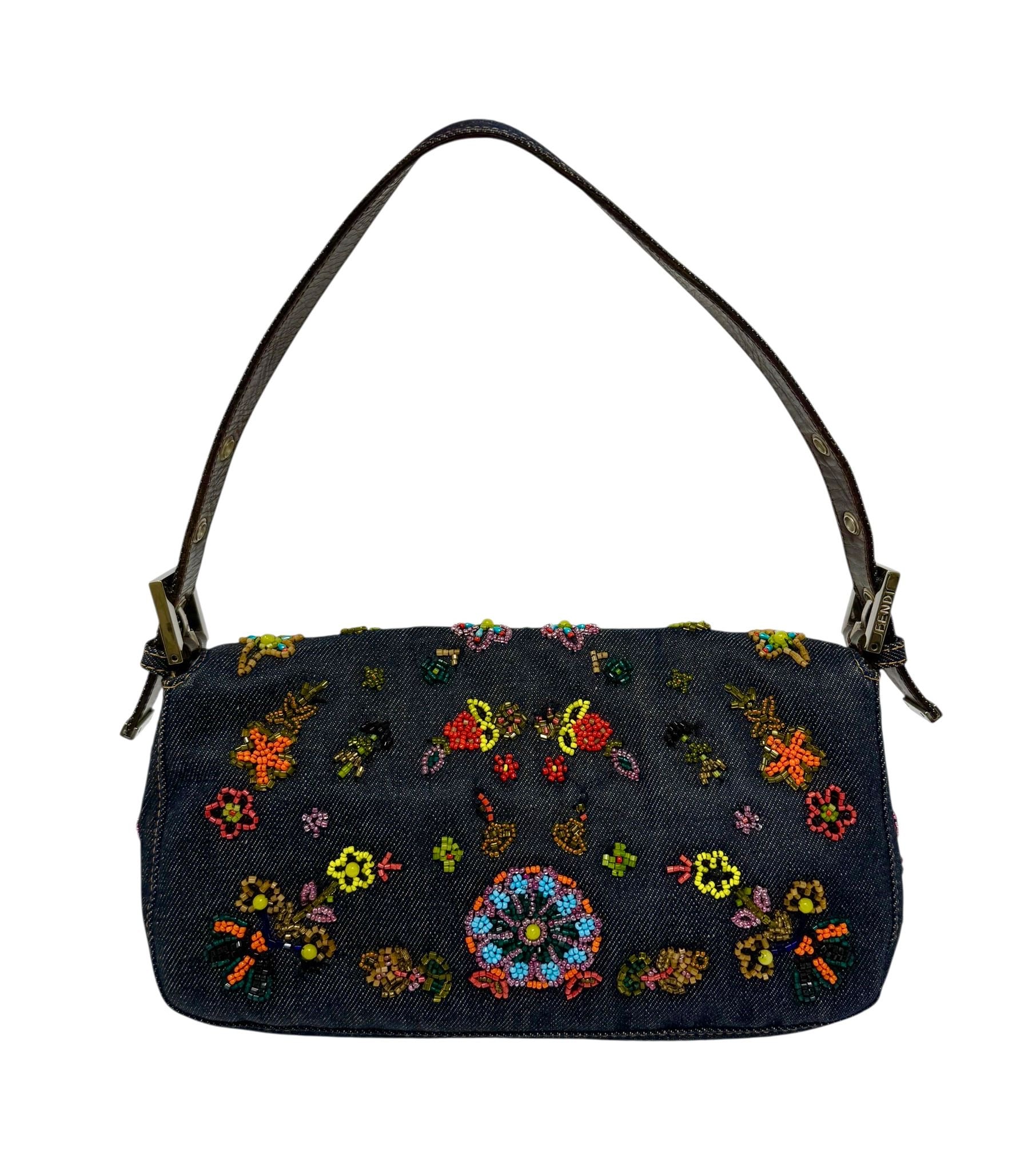 Fendi Denim Beaded Baguette