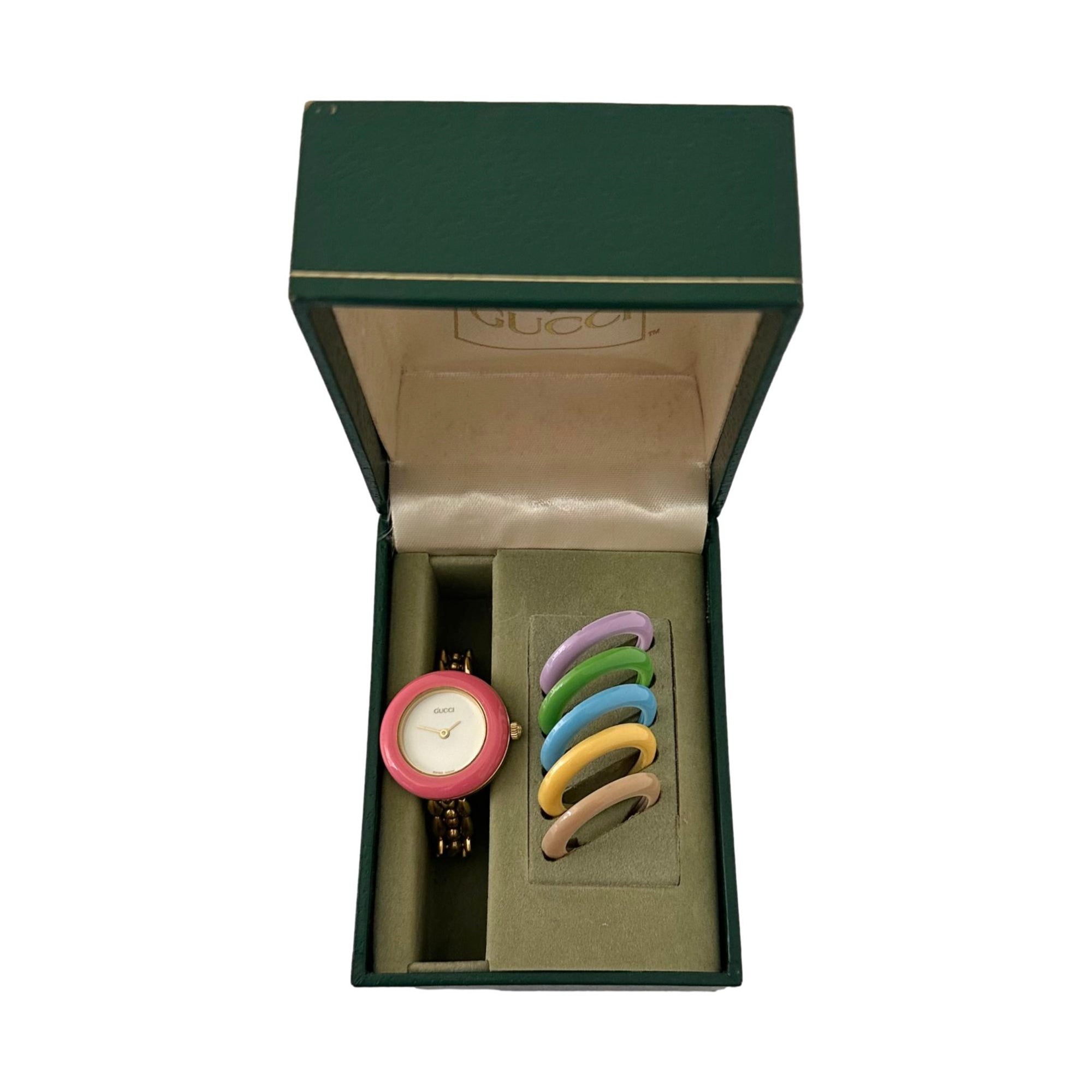 Gucci Gold Interchangeable Pastel Bezel Watch