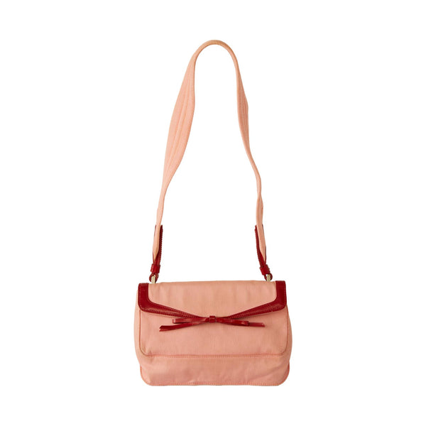 Prada Pink + Red Canvas Bow Mini Bag