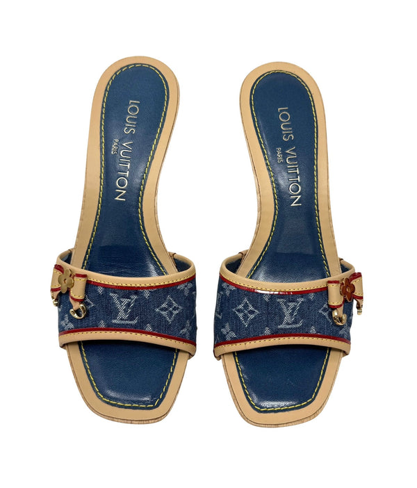 Louis Vuitton Denim Monogram Platform Heels