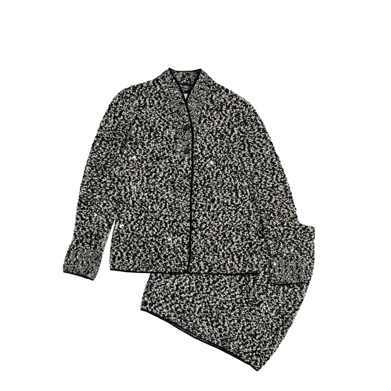 Chanel Black White Tweed Set