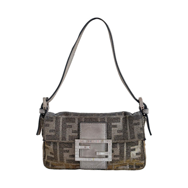 Fendi Two Tone Mini Rhinestone Baguette