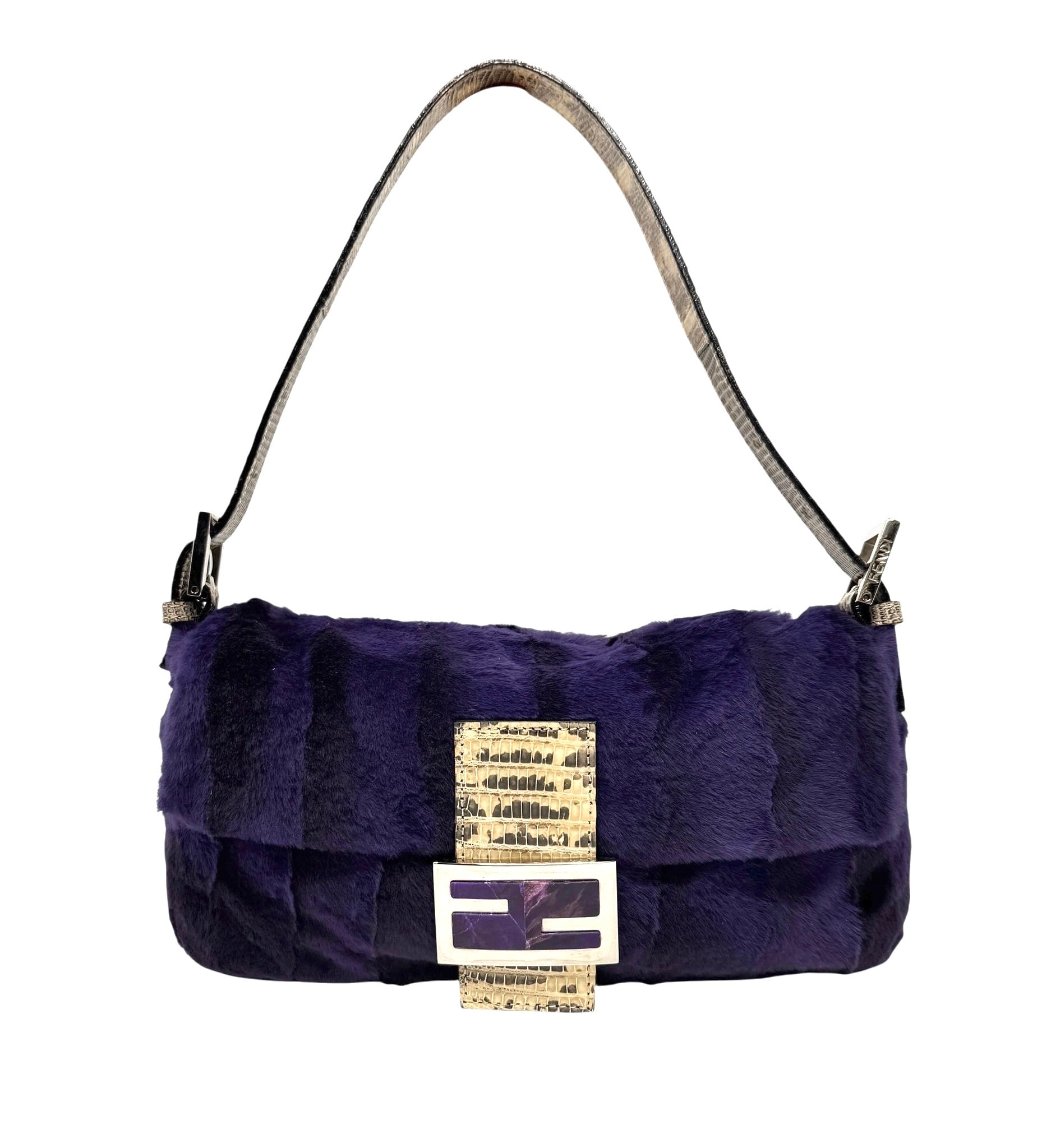 Fendi Purple Fur Lizard Baguette – Treasures of NYC