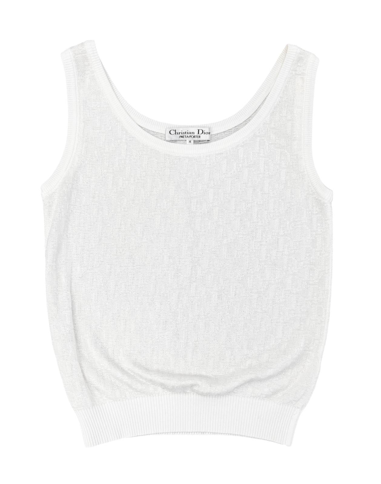 Dior White Logo Knit Tank