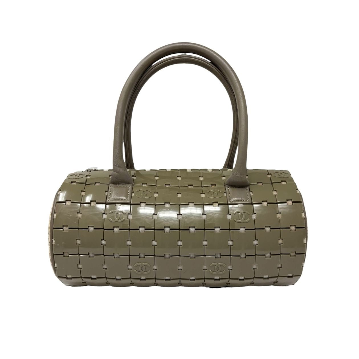 Chanel Grey Logo Cylinder Shoulder Bag