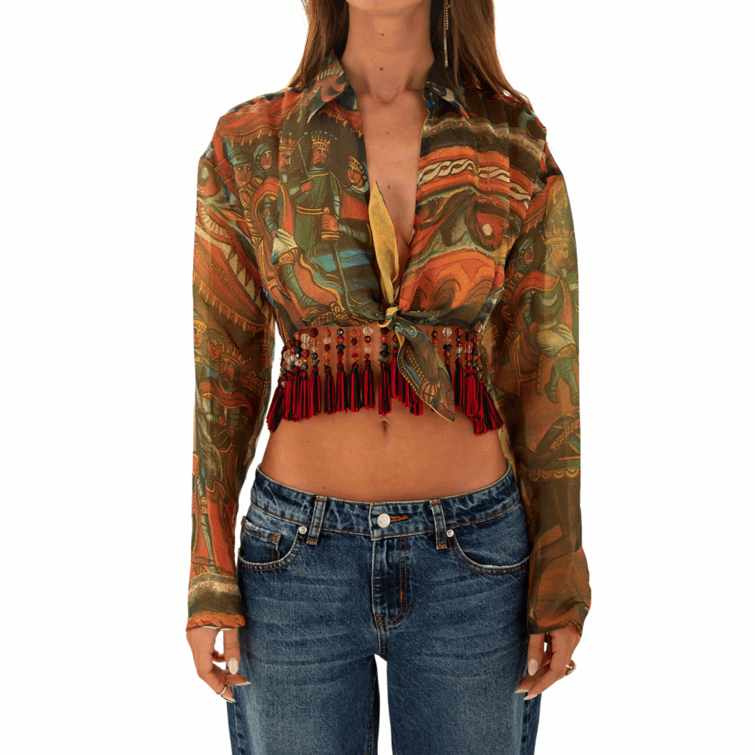 Dolce & Gabbana Fringe Tie Top