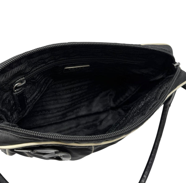 Prada Black Floral Nylon Shoulder Bag