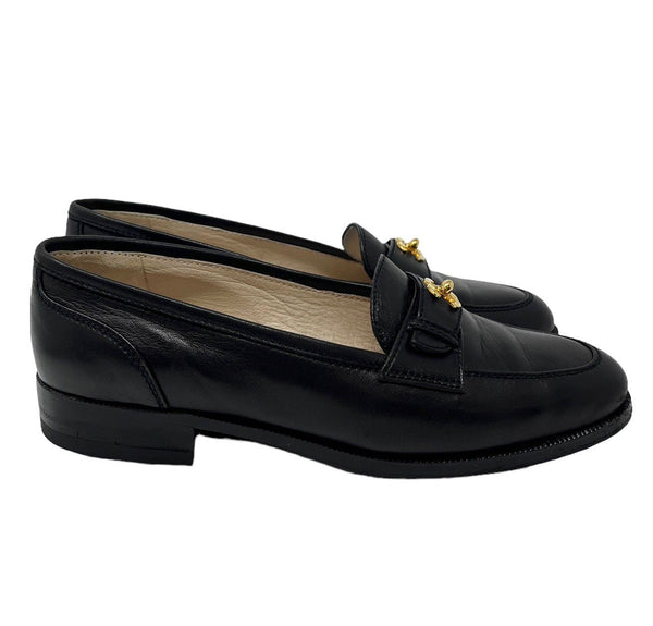 Chanel Black Turnlock Loafers