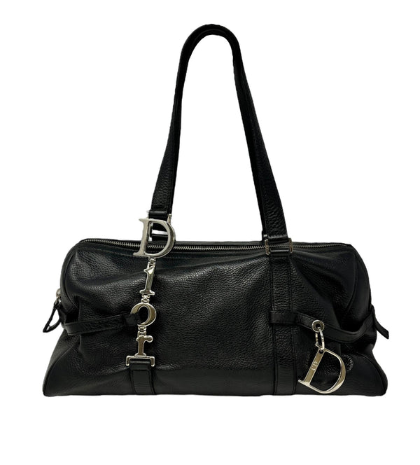 Dior Black Leather Logo Shoulder Bag