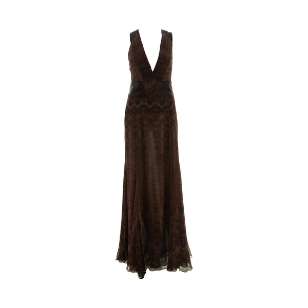 Roberto Cavalli Beaded Snakeskin Print Gown