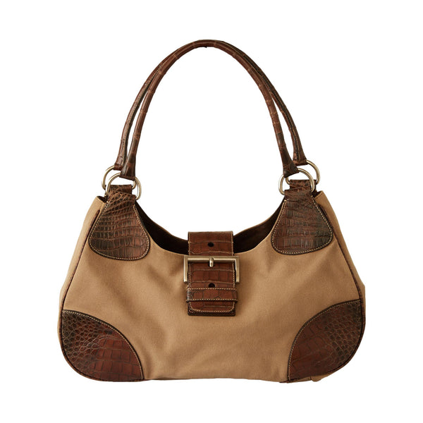Prada Tan Croc Embossed Shoulder Bag – Treasures of NYC