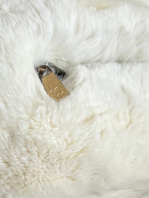 Chanel White Rabbit Fur Muff Bag