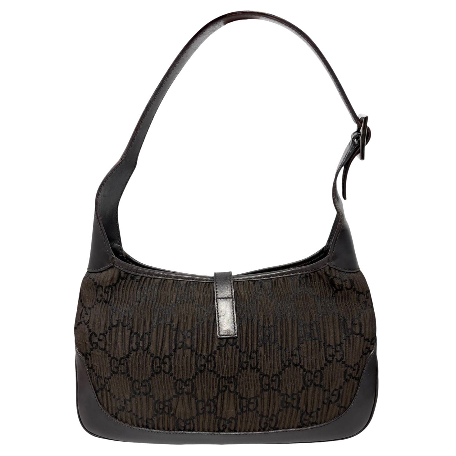 Gucci Brown + Black Monogram Jackie Bag