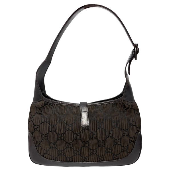 Gucci Brown + Black Monogram Jackie Bag