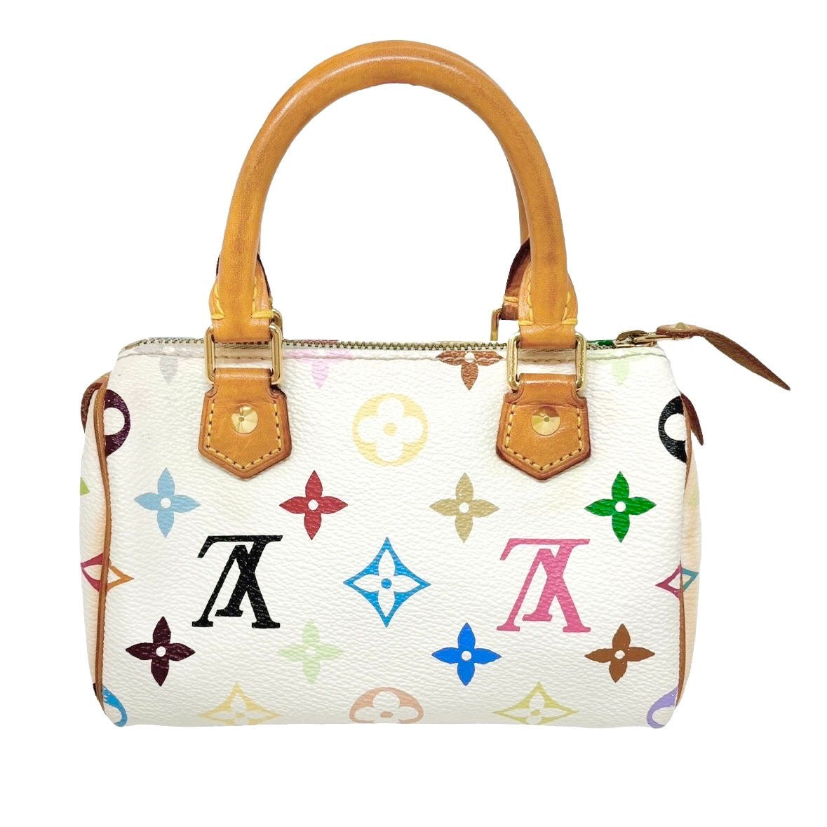 Louis Vuitton White Multicolor Mini Speedy Bag