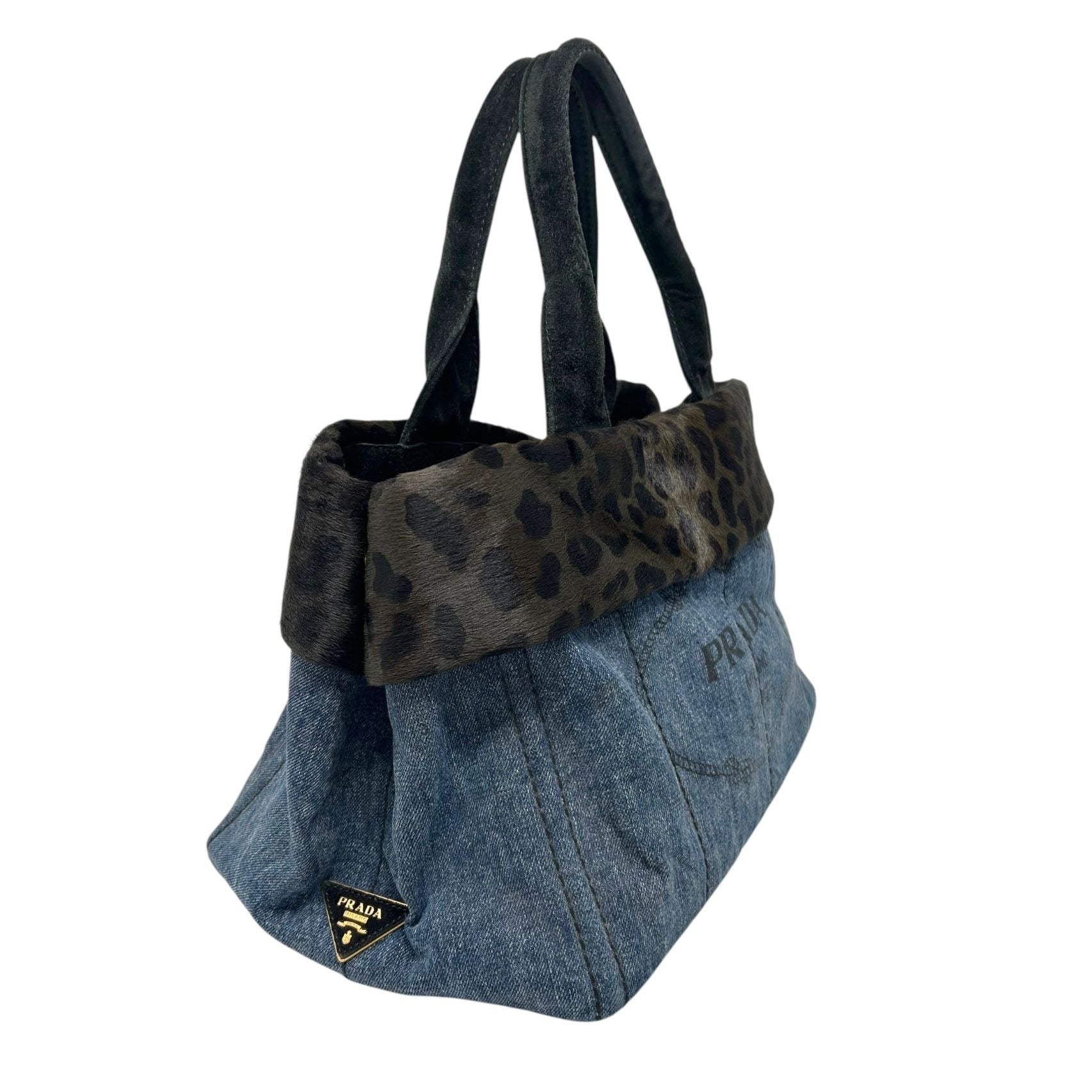 バッグ PRADA Blue Denim Pouch Bag Authentic PRADA Denim Cosmetic Vanity Bag 1NA021 Blue