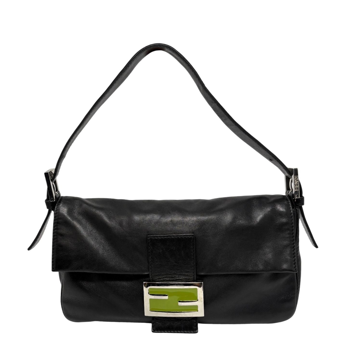 Fendi Black Leather Baguette Bag