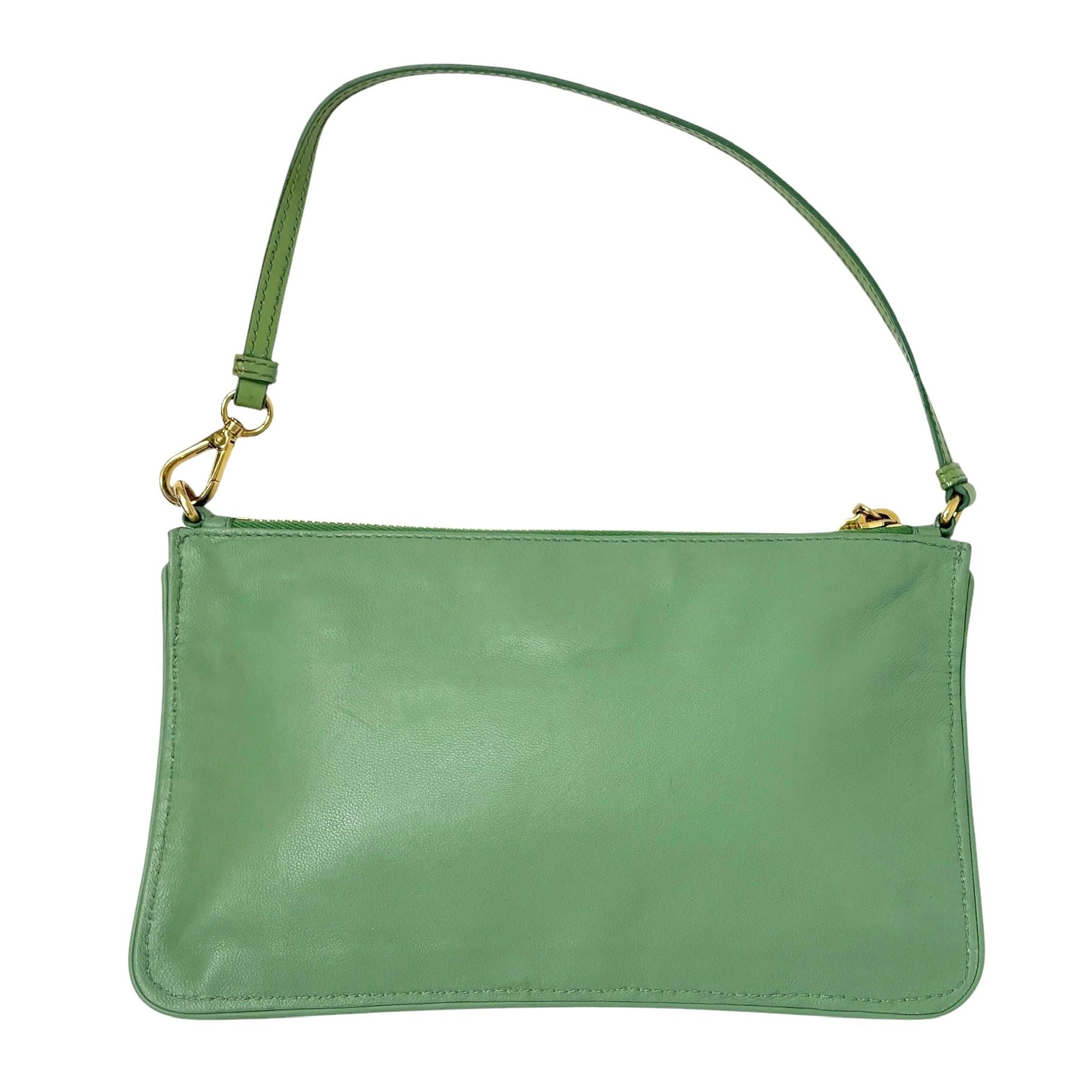 Prada Green Leather Shoulder Bag