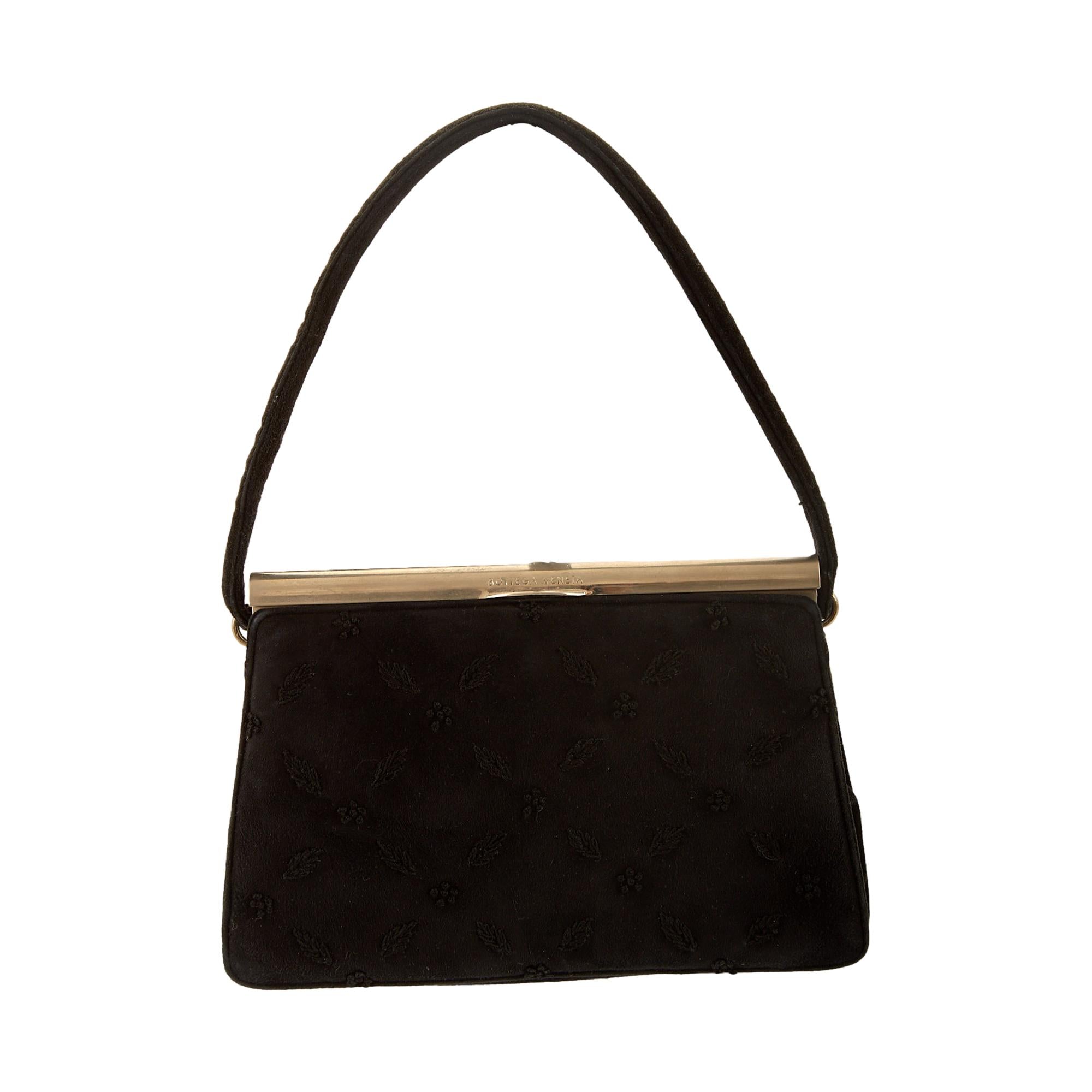 Bottega Veneta Black Embroidered Suede Bag