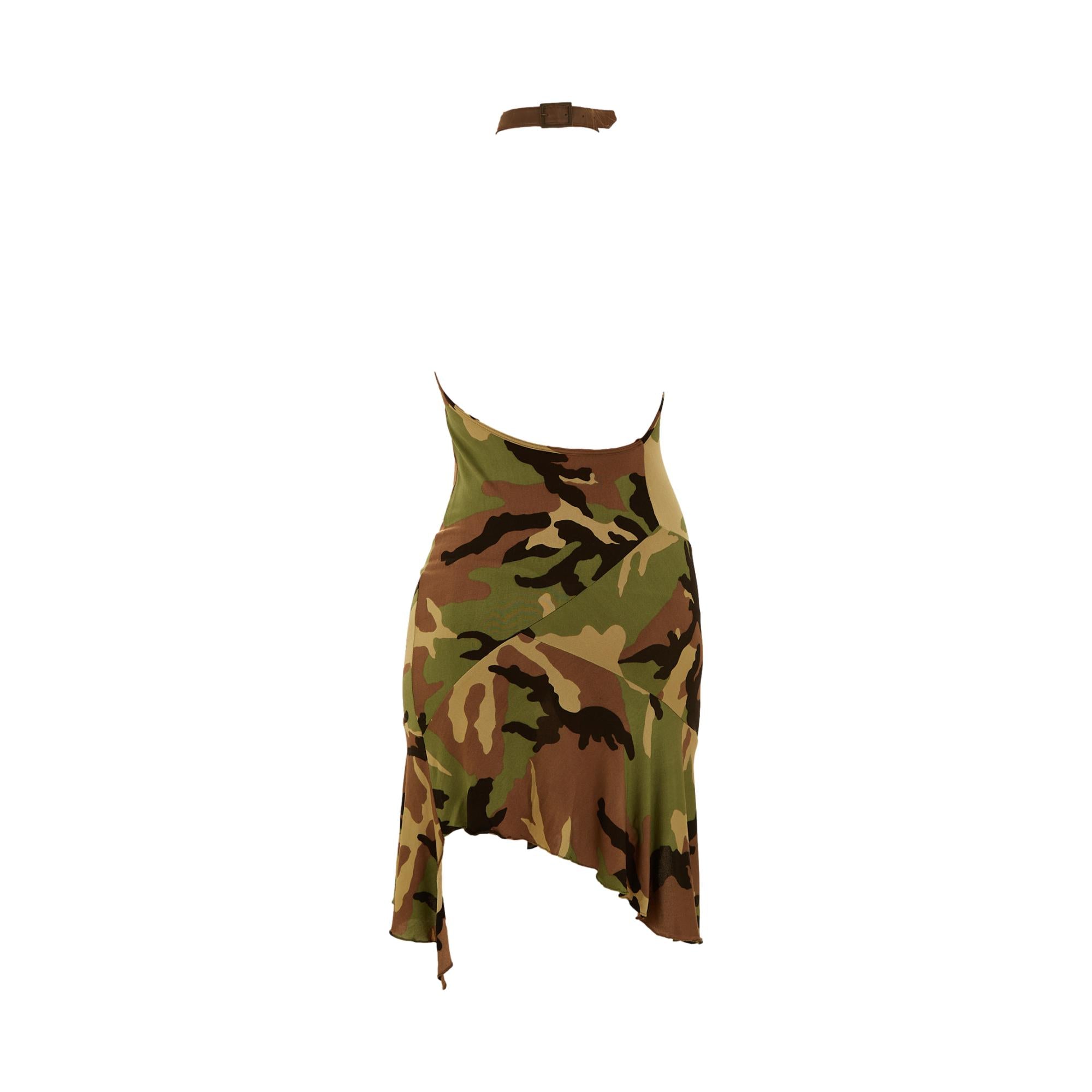 Dior Green Camo Halter Dress