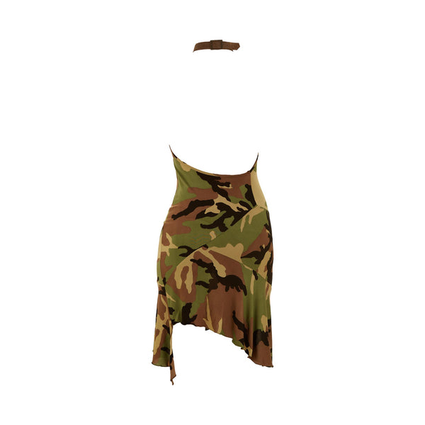 Dior Green Camo Halter Dress