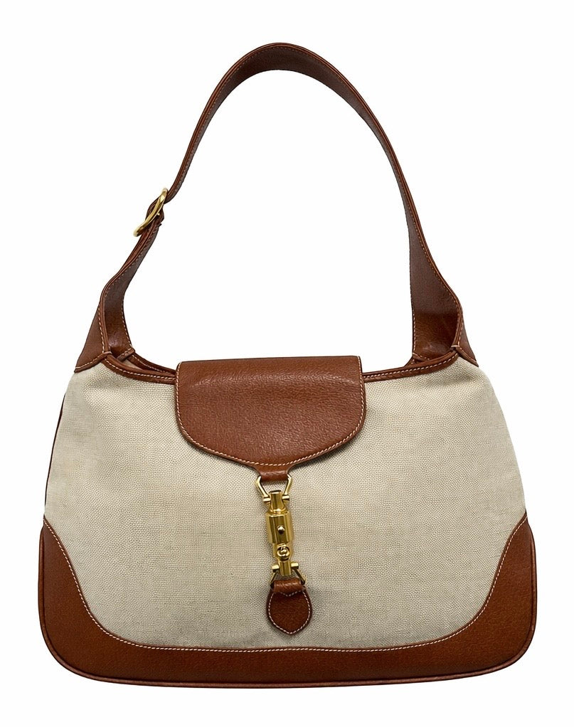 Gucci Large  Canvas + Leather 2-Way Jackie Bag